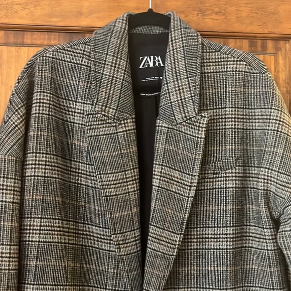 Zara Plaid Wool Blend Coat - Picture 2 of 5